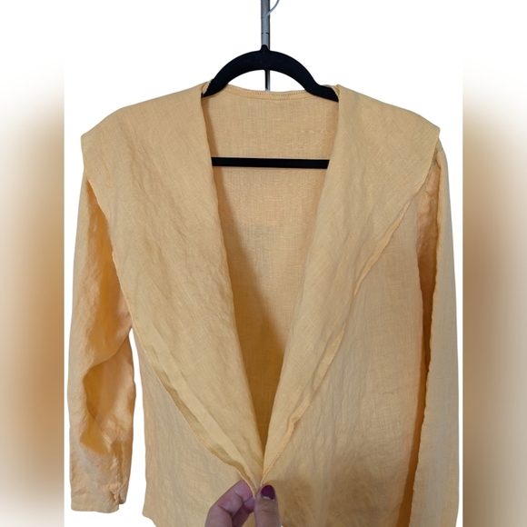 Heydari Linen Open Front Jacket Orange sz L - Picture 3 of 5